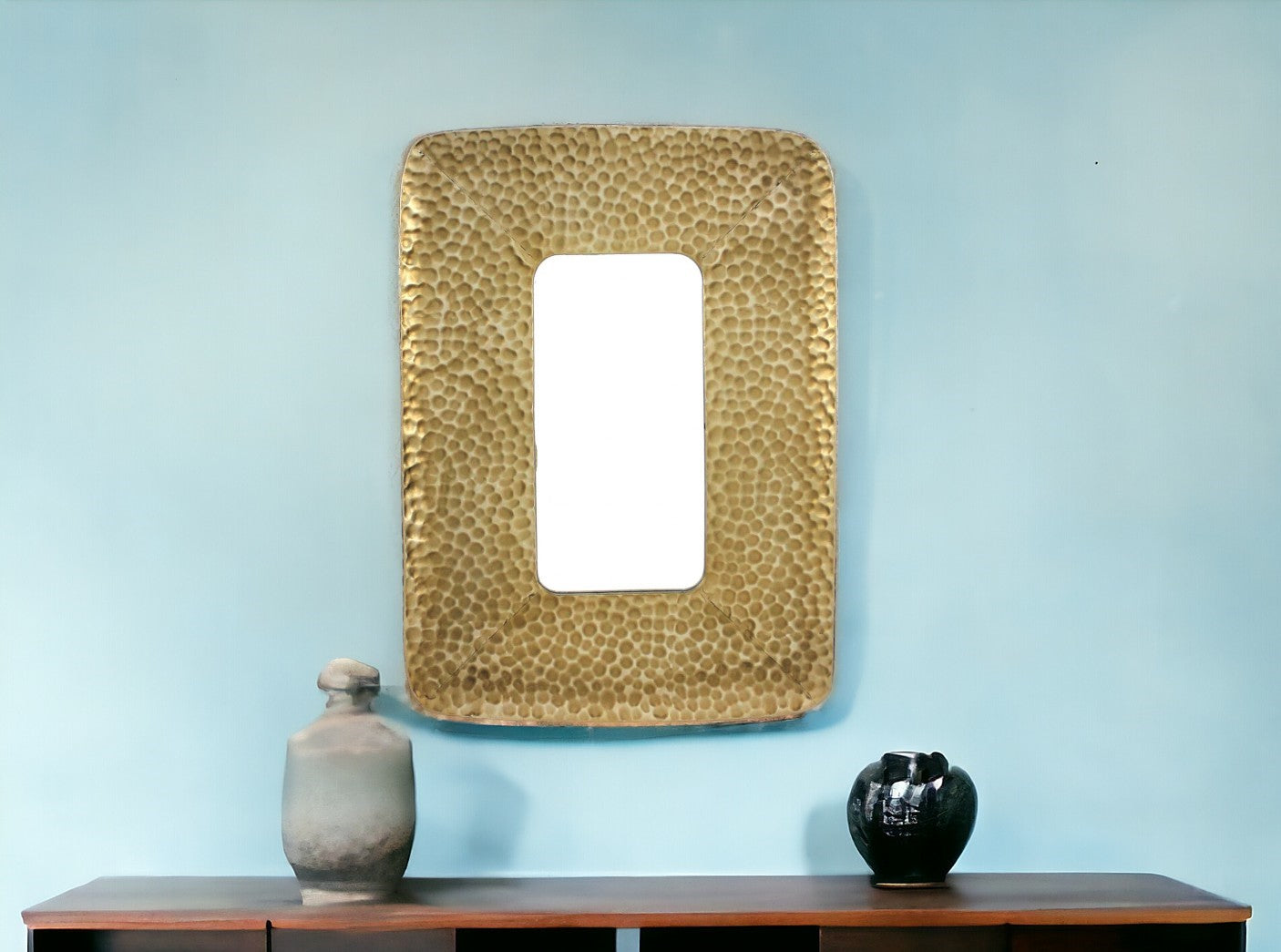 Gold Rectangle Accent Metal Mirror