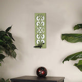 17" X 6" X 5" Green, Wood, Mirror - Candle Holder Sconce