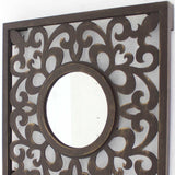 Brown Round Accent Mirror