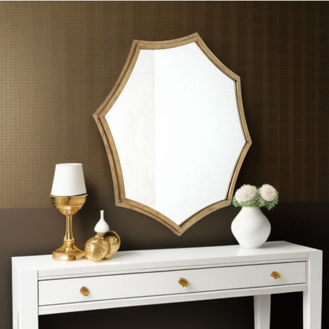 33" Gold Octagon Metal Framed Accent Mirror