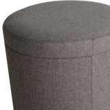1" Gray Faux Leather Round Storage