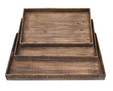 19" X 12" Brown Wood  Tray Set