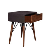 24" Dark Brown Solid Wood End Table With Drawer