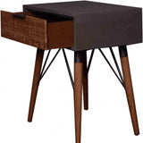 24" Dark Brown Solid Wood End Table With Drawer