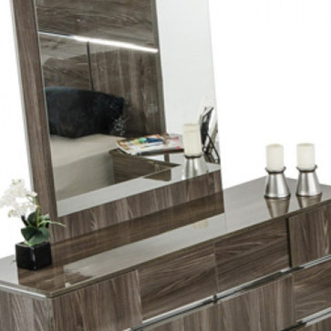 39" Ebony Mdf  Veneer  And Glass Mirror