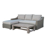 30" Aluminum  Wood  And Rattan Sectional Sofa Set