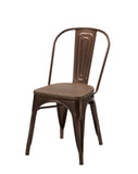 Set Of Two Brown Brown Wood Slat Back Dining Chairs