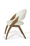 31" Walnut Wood And Cream Leatherette Dining Chair