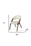 31" Walnut Wood And Cream Leatherette Dining Chair