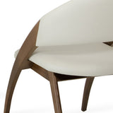 31" Walnut Wood And Cream Leatherette Dining Chair