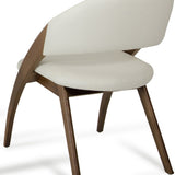 31" Walnut Wood And Cream Leatherette Dining Chair