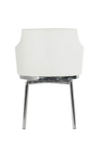 32" White Leatherette And Steel Dining Chair