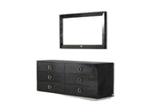 63" Black Six Drawer Double Dresser