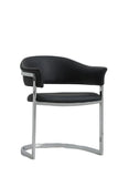 30" Black Leatherette And Stainless Steel Dining Chair