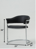 30" Black Leatherette And Stainless Steel Dining Chair