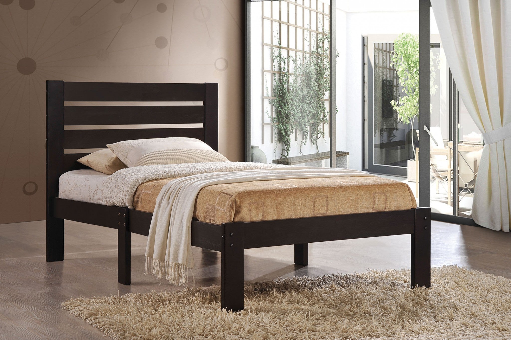 Solid Wood Twin Tufted White Bed