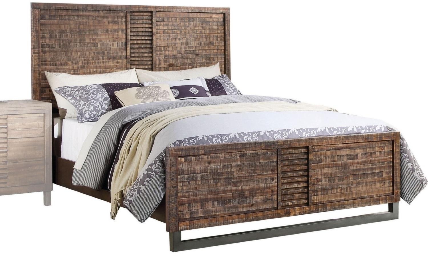 Solid Wood Queen Brown and Black Bed