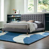 King Tufted Gray And Light Gray Upholstered Linen Bed