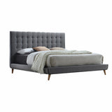 King Tufted Gray And Light Gray Upholstered Linen Bed