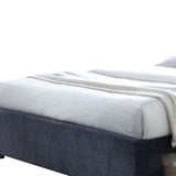 King Tufted Dark Gray And Gray Upholstered Linen Bed With Nailhead Trim