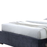 Queen Tufted Dark Gray And Gray Upholstered Linen Bed With Nailhead Trim