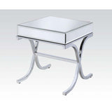 22" Stainless And Clear Glass Mirrored End Table