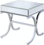 22" Stainless And Clear Glass Mirrored End Table