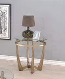 25" Champagne And Clear Glass Round End Table