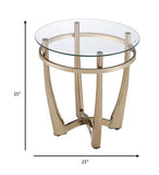 25" Champagne And Clear Glass Round End Table