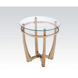 25" Champagne And Clear Glass Round End Table