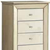 38" White Six Drawer Wood and Mirrored Glass Jewelry Armoire