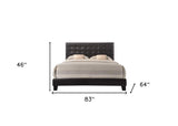 Solid Wood Queen Tufted Espresso Upholstered Faux Leather Bed