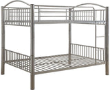 78" X 56" X 67" Silver Metal Full Over Full Bunk Bed