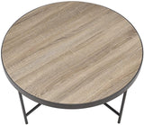 32" Brown And Black Iron Round Distressed Coffee Table