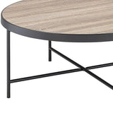 32" Brown And Black Iron Round Distressed Coffee Table