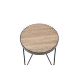 18" Black And Brown Solid Wood Round End Table