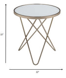 22" Brass And Clear Glass Round End Table