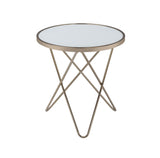 22" Brass And Clear Glass Round End Table