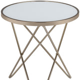 22" Brass And Clear Glass Round End Table