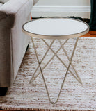 22" Brass And Clear Glass Round End Table