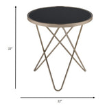 22" Brass And Clear Glass Round End Table