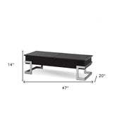 47" Black And Silver Iron Lift Top Coffee Table