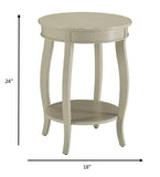 24" White Solid Wood Round End Table With Shelf