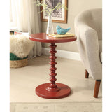 22" Red Solid Wood Round End Table