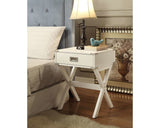 Modern White X Shape Wooden Storage End Table