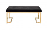 40" Black and Champagne Upholstered Faux Fur Bench