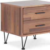 18" Brown Two Drawers Metal Nightstand