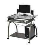 32" Clear and Silver Glass Mirrored Computer Desk