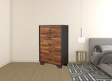 32" Walnut And Espresso Manufactured Wood Five Drawer Chest