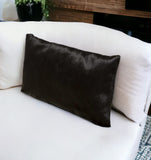 12" X 20" Brown and White Cowhide Throw Pillow